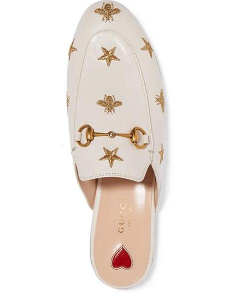 gucci princetown leather slipper white|gucci princetown embroidered leather slipper.